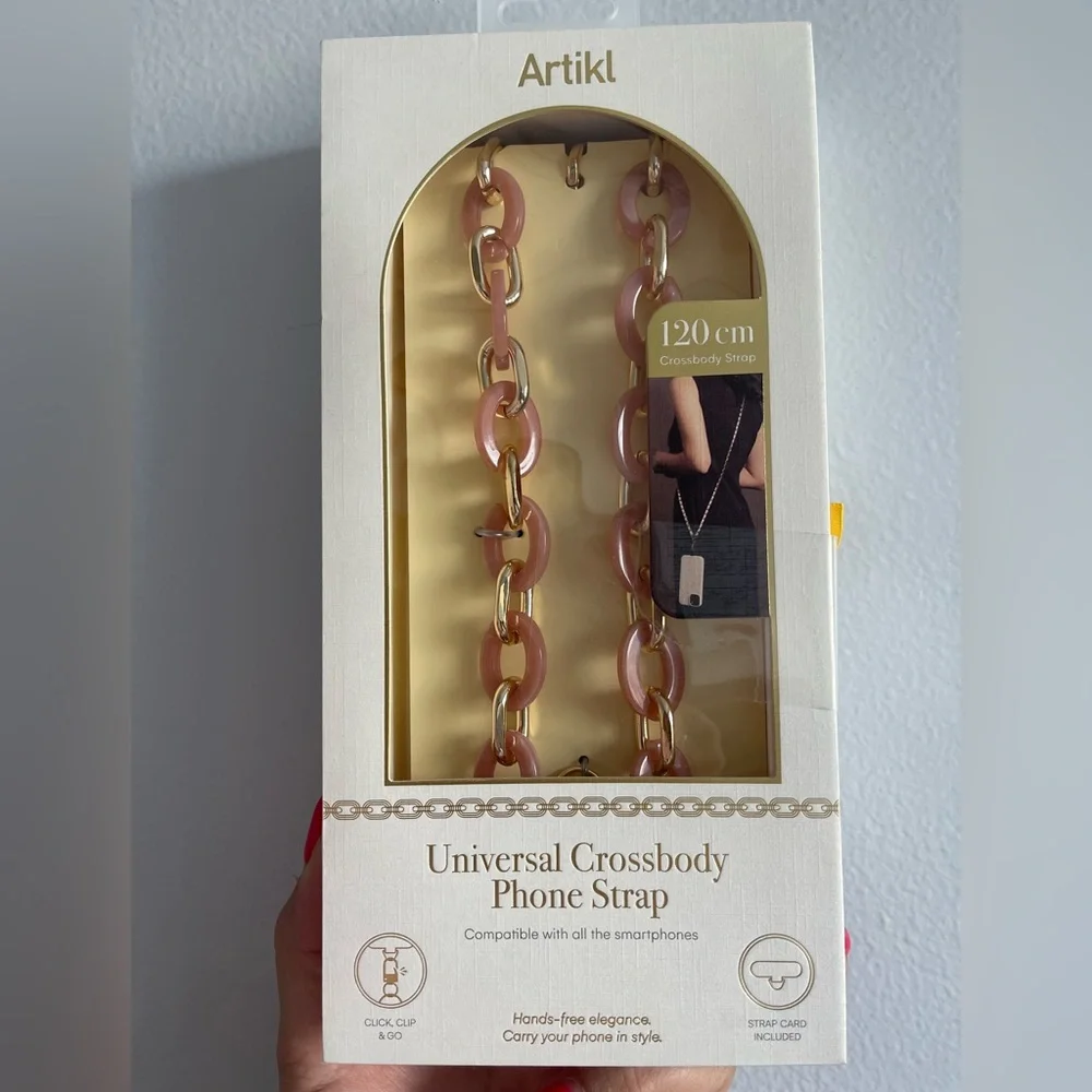 Universal Crossbody Phone Strap - Pink and Gold NIB